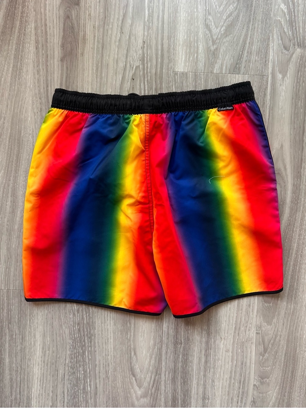 Calvin Klein | Festival Swim Shorts in Silver Cloud Aluminum Rainbow (Small) - Picture 3 of 9